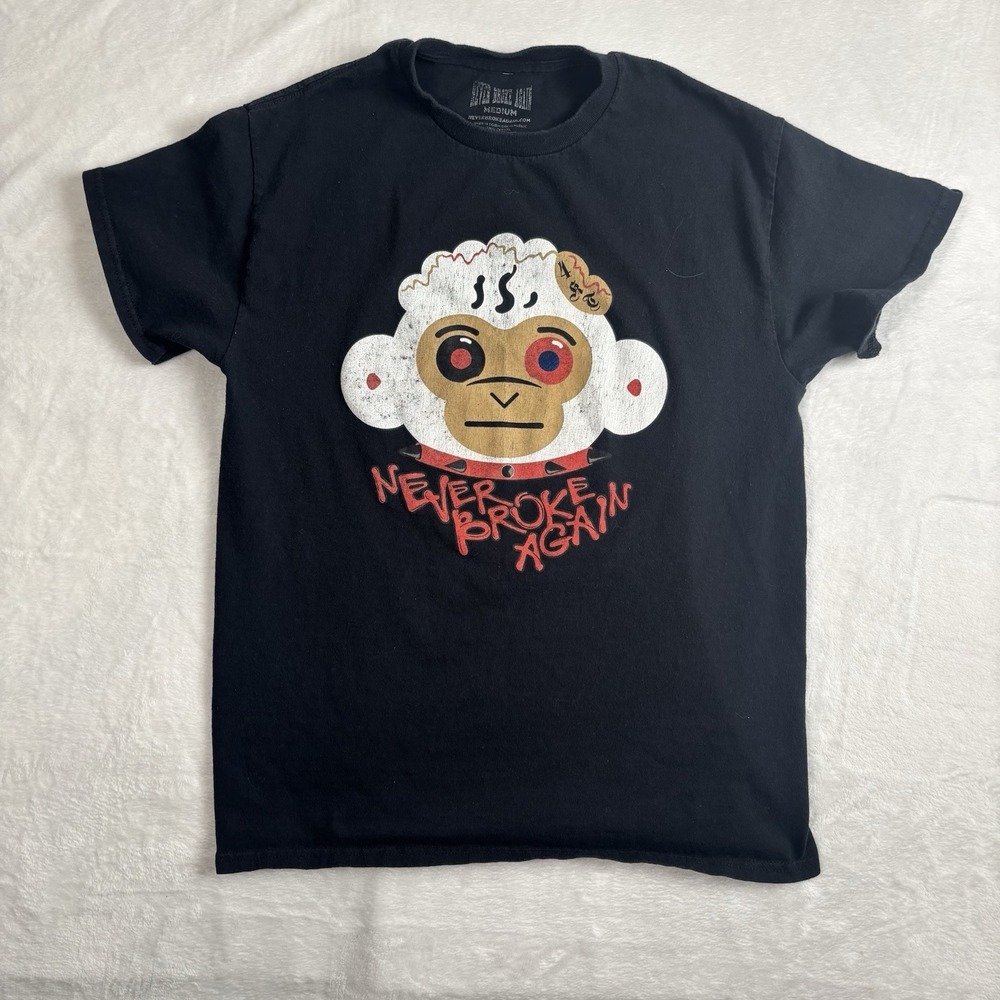 NBA Youngboy Never Broke Again Black Monkey Short Sleeve‎ Shirt Men's Medium